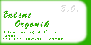 balint orgonik business card